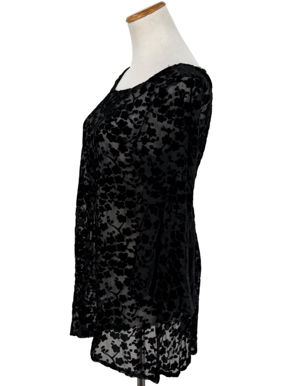 Gypsy Junkies Black Velvet Bell Sleeve Tunic S/M | Boho Whimsigoth Dark Coquette - Picture 13 of 16